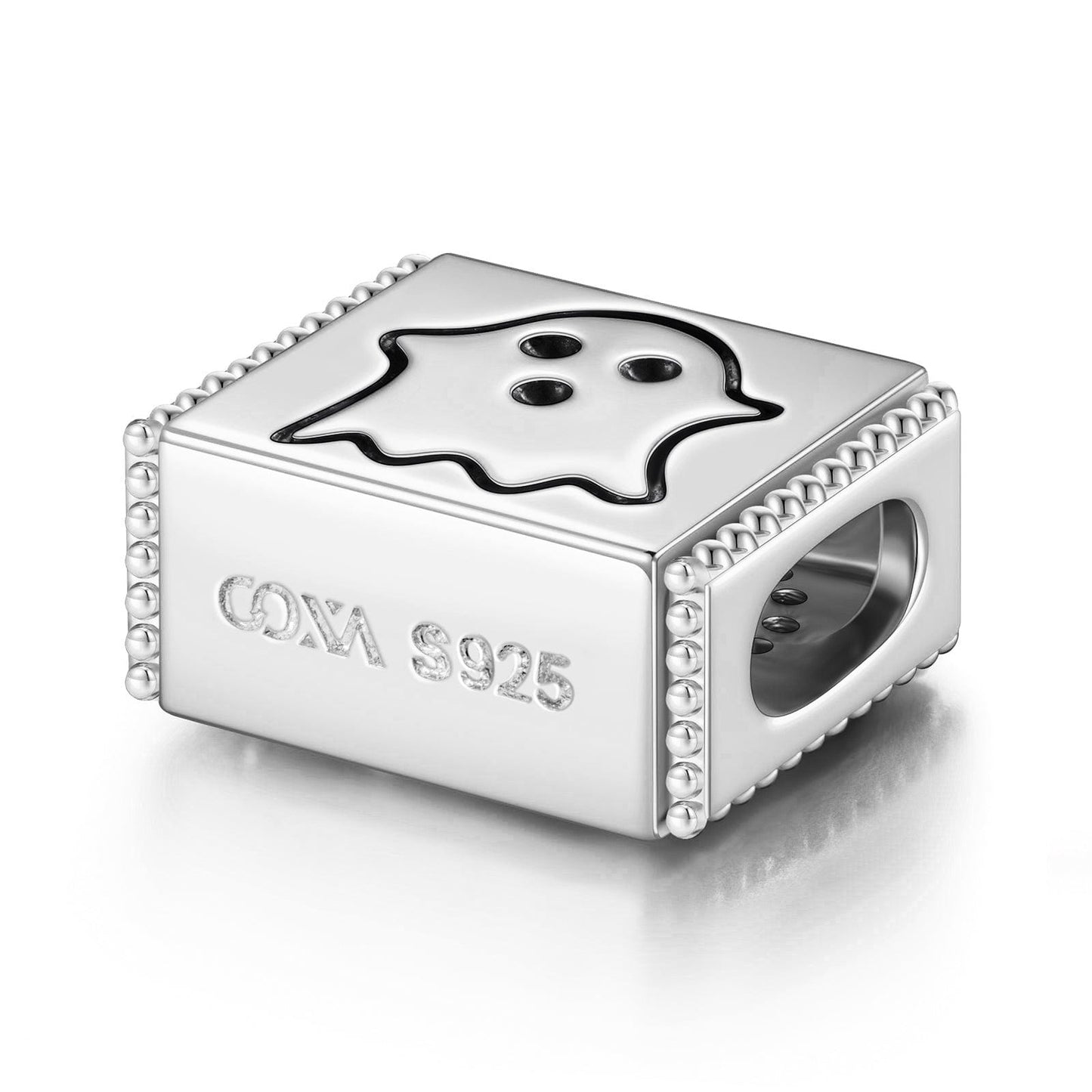 Sterling Silver Wandering Ghost Rectangular Charms In Silver Plated