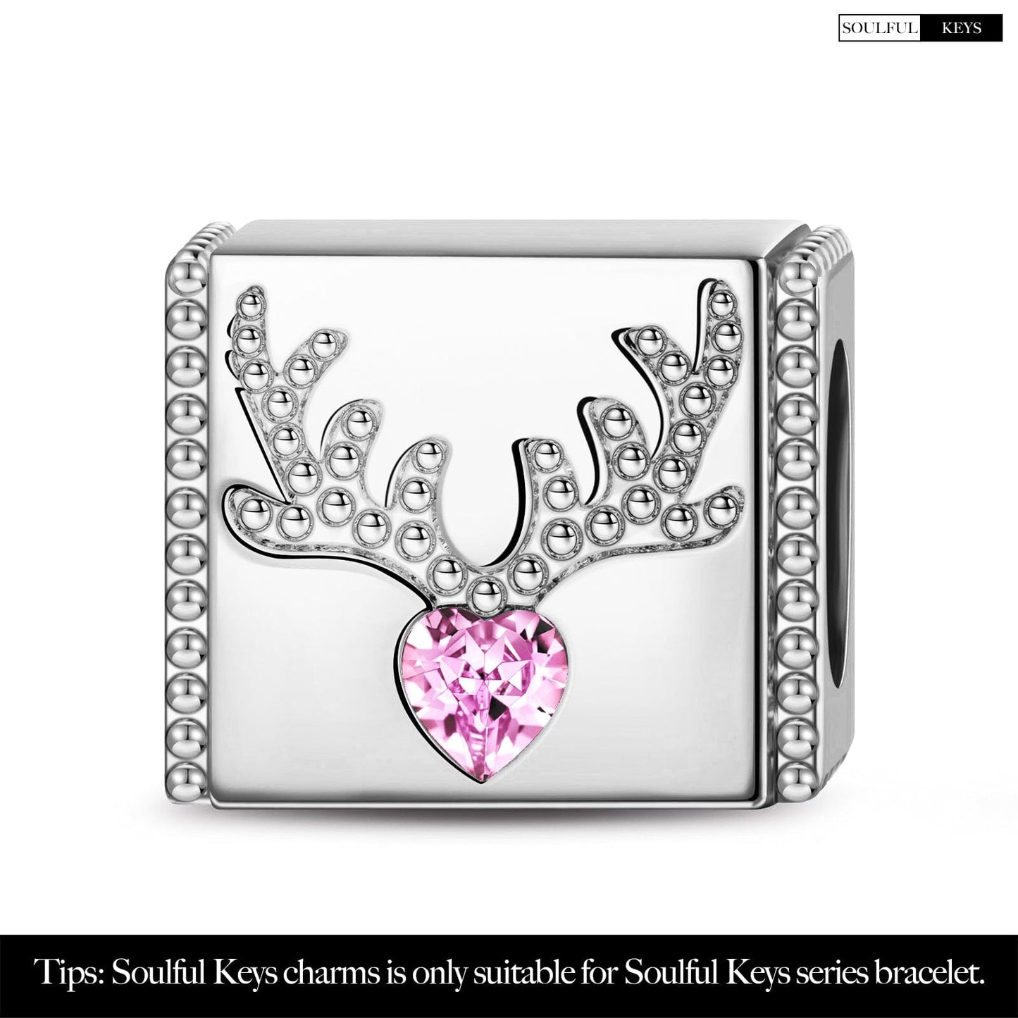 Sterling Silver Reindeer Rectangular Charms In Silver Plated