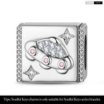 Sterling Silver Spaceship Rectangular Charms In Silver Plated
