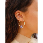 Sterling Silver Purple Magic City Charms Earrings Set In 14K Gold Plated