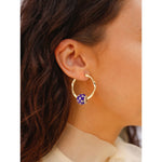 Sterling Silver Violet Starry Sky Charms Earrings Set With Enamel In 14K Gold Plated