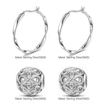 Sterling Silver Infinite Love Charms Earrings Set In White Gold Plated