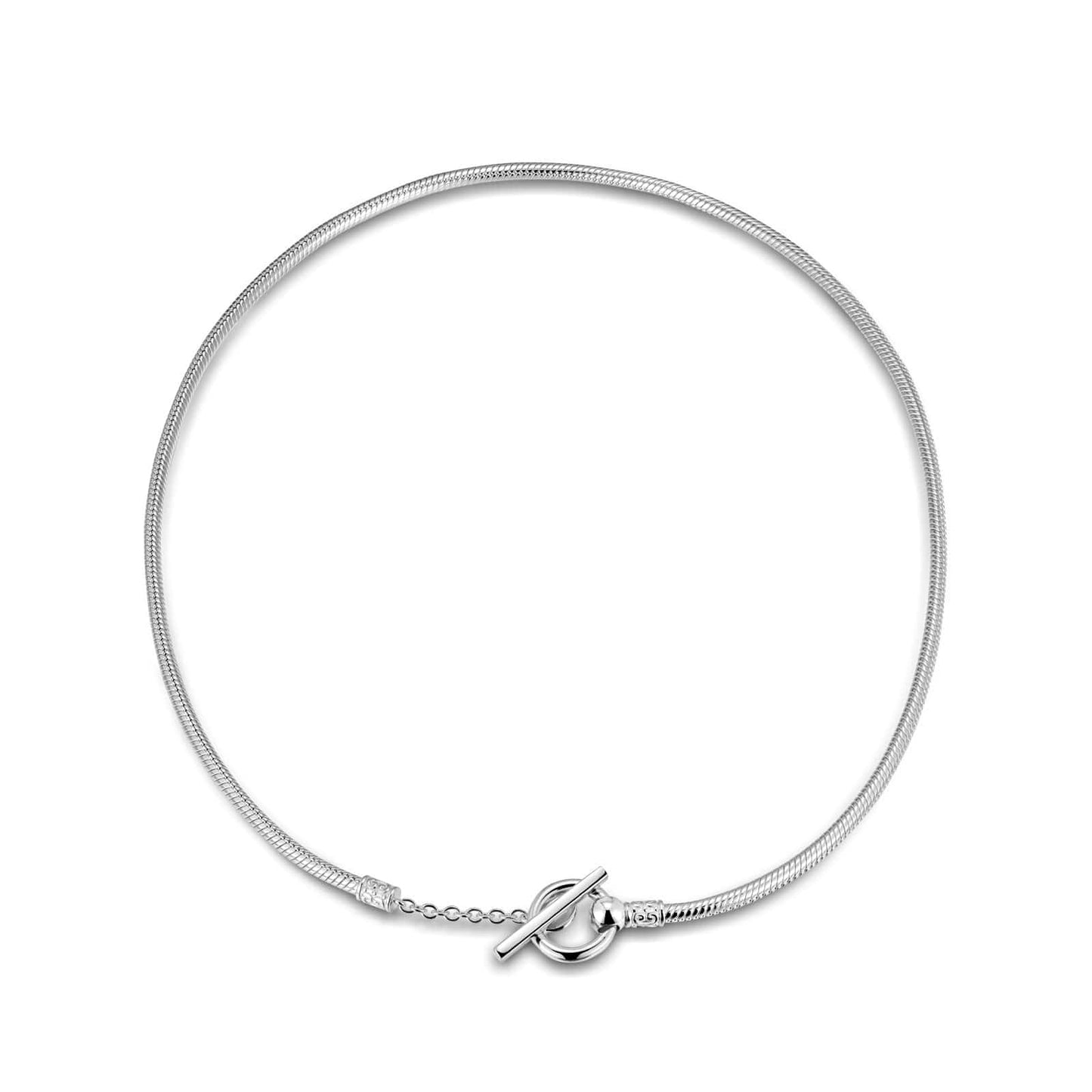 Sterling Silver Personalized Fashion Snap Necklace In White Gold Plated