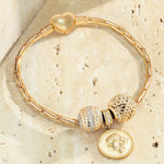 Memories Of Versailles Tarnish-resistant Silver Charms Bracelet Set In 14K Gold Plated