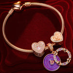 Tarnish-resistant Silver Charms Bracelet Set With Enamel In Rose Gold Plated
