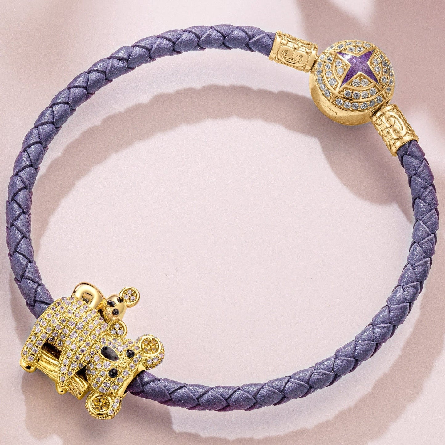 Cute Koala Tarnish-resistant Silver Charms Bracelet Set With Enamel In 14K Gold Plated