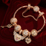 Tarnish-resistant Silver Charms Bracelet Set In Rose Gold Plated