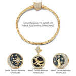 Sterling Silver Halloween Night Charms Bracelet Set With Enamel In 14K Gold Plated