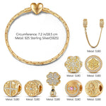Sterling Silver Memories Of Versailles Charms Bracelet Set In 14K Gold Plated