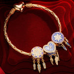 Sterling Silver Charms Bracelet Set With Enamel In 14K Gold Plated