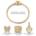 Sterling Silver Spring Garden Charms Bracelet Set In 14K Gold Plated
