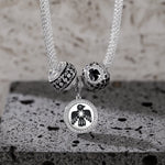 Sterling Silver Thunderbird and Iris Flower XL Size Charms Necklace Set With Enamel In Silver Plated For Men