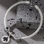 Sterling Silver XL Size Thundercloud Elf Charms Bracelet Set With Enamel In White Gold Plated For Men
