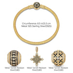 Sterling Silver XL Size Light of Glory Charms Bracelet Set With Enamel In 14K Gold Plated For Men