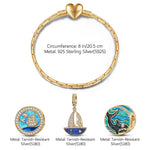 Sterling Silver Voyage Charms Bracelet Set With Enamel In 14K Gold Plated
