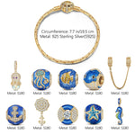 Sterling Silver Island Paradise Charms Bracelet Set With Enamel In 14K Gold Plated