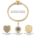 Sterling Silver Bloom Charms Bracelet Set With Enamel In 14K Gold Plated