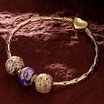 Sterling Silver Dancing In The Dusk Charms Bracelet Set With Enamel In 14K Gold Plated