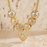 Sterling Silver Autumn Garden Necklace Set With Enamel In 14K Gold Plated