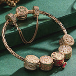 Sterling Silver Snowflake Wonderland Charms Bracelet Set In 14K Gold Plated