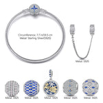 Sterling Silver Icy Shimmer Charms Bracelet Set With Enamel In White Gold Plated