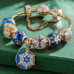 Sterling Silver Snowflake Dreams Charms Bracelet Set With Enamel In 14K Gold Plated