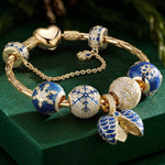 Sterling Silver Arctic Dreams Charms Bracelet Set With Enamel In 14K Gold Plated