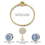 Sterling Silver Iceworld Crossing Charms Bracelet Set With Enamel In 14K Gold Plated
