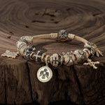 Sterling Silve the Supreme Being XL Size Charms Bracelet Set With Enamel In 14K Gold Plated For Men