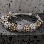 Sterling Silver the Refined Cyber XL Size Charms Bracelet Set With Enamel In Silver Plated For Men