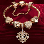 Sterling Silver Charms Bracelet Set In 14K Gold Plated