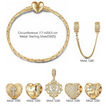 Sterling Silver Charms Bracelet Set In 14K Gold Plated
