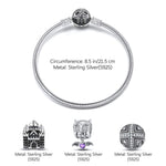 Sterling Silver Elf Castle Charms Bracelet Set With Enamel In White Gold Plated