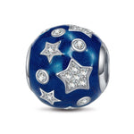 Sterling Silver Star Dream Charms With Enamel In White Gold Plated